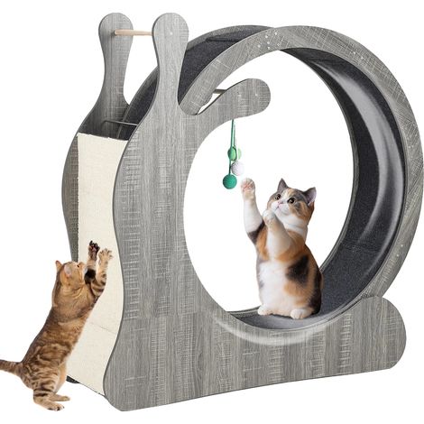 Ruota per gatti, design in legno, funzioni interattive, grigio-a, 85cm-a (1/2)
