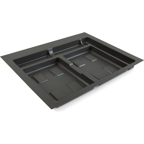 emuca base para contenedores de cajón cocina recycle, 2 huecos, módulo 700mm, plástico gris antracita