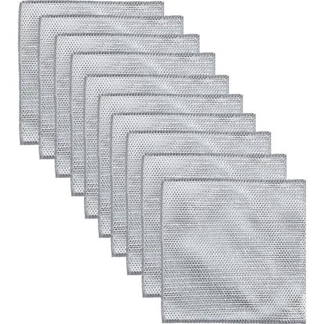 (Paquet de 10 pièces) Chiffon de nettoyage en métal – Éponge métallique élimine les taches tenaces, chiffon à vaisselle multifonctionnel en fil de métal, réutilisable. (1/5)