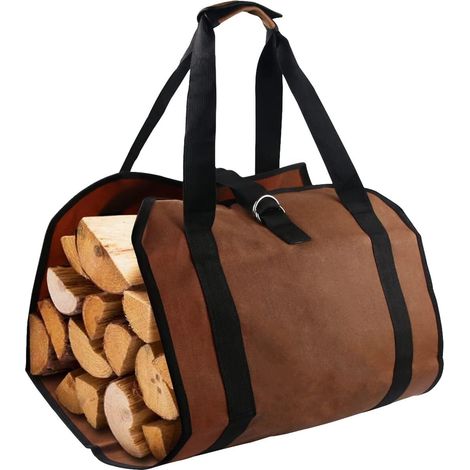 Sac À Bûches - Toile Cirée Imperméable - Pour Cheminée Intérieure Et Extérieure - Camping Et Pique-Nique - 99 X 46 Cm - 1 Pièce (1/5)