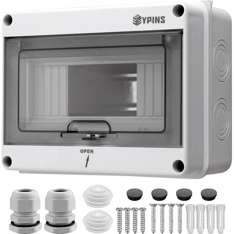 Coffret Électrique 8 Modules Boîtier Électrique Extérieur Étanche IP65 avec Terminaux et Rails Intégrés ABS de Surface en Plastique avec Porte Transparente pour Utilisation Extérieur/Intérieur (1/5)