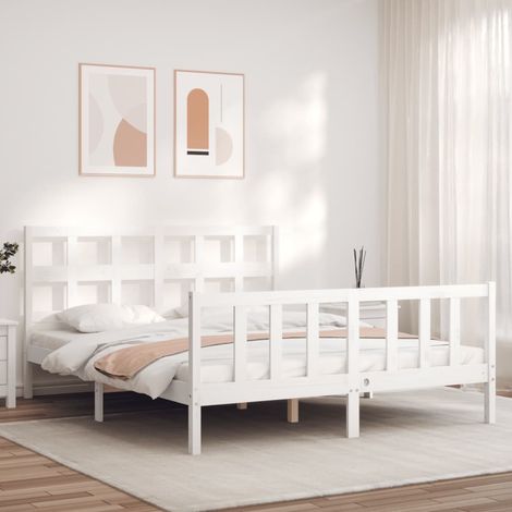 Massivholzbett ohne Matratze Weiß 160x200 Kiefernholz vidaXL (1/5)