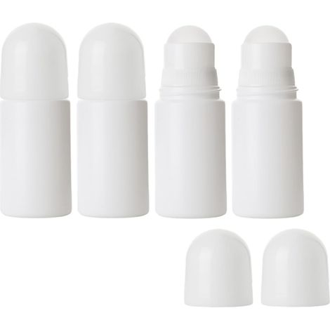 Lot de 4 fons roulants vides en plastique de 50 ml - Étanches - Rechargeables - Pour déodorants, huiles essentielles, baumes