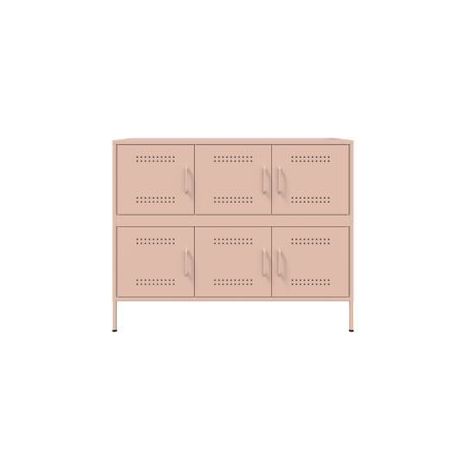 Meuble de rangement 6 portes en acier Klavin 100cm - Style Industriel-Rose clair