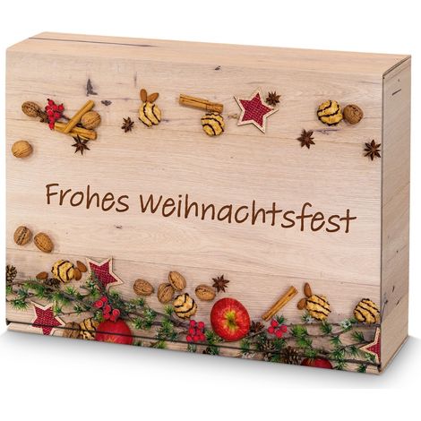 500 x Präsentkarton für 3 Flaschen 360x250x90 mm Holzoptik Schokobraun Braun