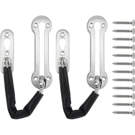 Pair Lntyq Serrure de porte à chaîne, 2 pièces antivol en acier inoxydable Serrure de porte de sécurité pour la famille, l'hôtel et l'appartement (1/5)