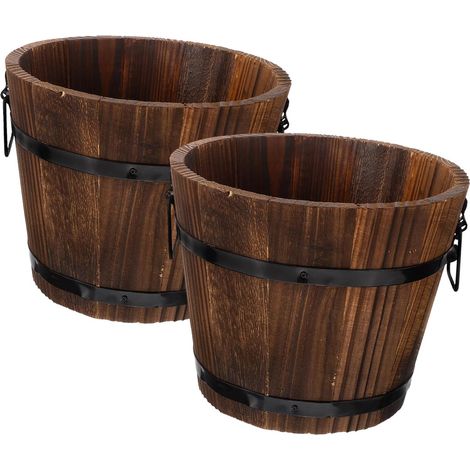 2 Pièces Pot de Fleurs Massif Jardinière Multifonction Seau Décoration pour Plantes Balcon et Jardin Robuste et Design Simple (1/5)