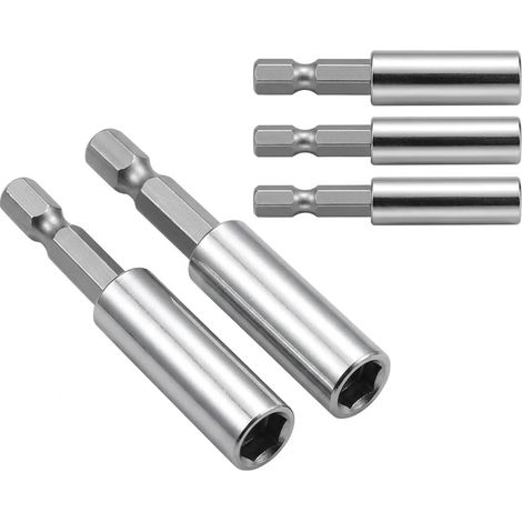 5 Pieces Magnetic Bit Holder 60 mm Magnetic Screwdriver Extension 1/4 Inch Stainless Steel Extension Quick Change for Cordless Drill Driver DIY Workshop Mounting Repair (1/5)