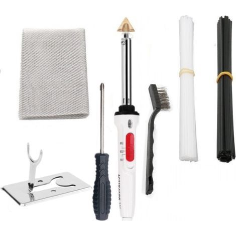 Kunststoffschweißset, Kunststoffreparaturset mit 2 Sorten: 20 schwarze und 20 weiße Schweißstäbe (20 cm) & 1 Lötspitze, Kunststoffschweißen für Autostoßstangen, Bügelwerkzeug (1/5)