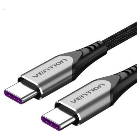 Cable USB 2.0 Tipo-C Vention TAEHG/ USB Tipo-C Macho - USB Tipo-C Macho/ Hasta 100W/ 480Mbps/ 1.5m/ Gris