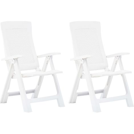 Chaises inclinables de jardin 2 pcs Plastique Blanc 2 (1/5)