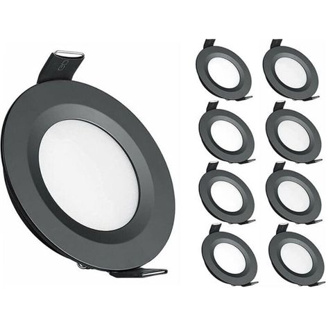 LED-Einbaustrahler 12 V Ø 58–65 mm 3 W 3200 K für Wohnmobil, Boot, Wohnwagen, Transporter und Yacht – Warmweiß Schwarz (1/4)