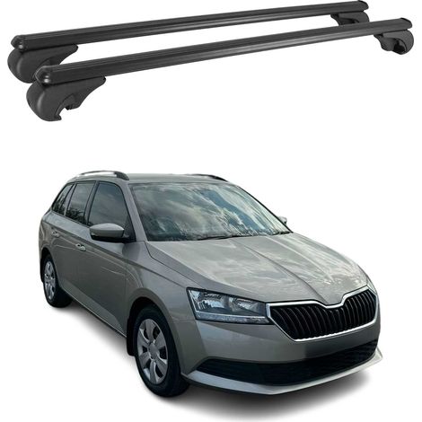 OMAC Aluminium Dachträger Querträger für Skoda Fabia III Kombi 2014-2021 – TÜV / DIN 75302:2019 – Abschließbar – Max. 75 kg – 2 Stangen Schwarz (1/5)