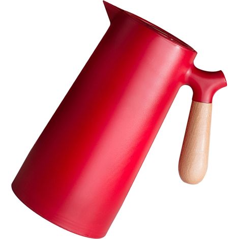 Roter, vakuumisolierter Wasserkocher (1 Liter) für Tee, Wasser und Kaffee, mehrschichtige Glasauskleidung, für Zuhause und Camping (1/5)
