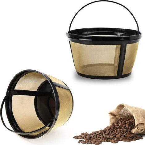 Juego de 2 filtros de café reutilizables para cestas de repuesto de 8 a 12 tazas. (1/4)