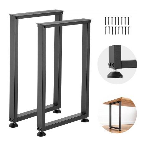 Patas de Mesa Cuadradas de Acero al Carbono, Capacidad Máxima 1000 kg, 740 x 450 mm, Negro, Juego de 2 Patas con Kit de Herrajes para Muebles, Escritorio, Banco de Trabajo, Mesa de Bar y Oficina (1/5)