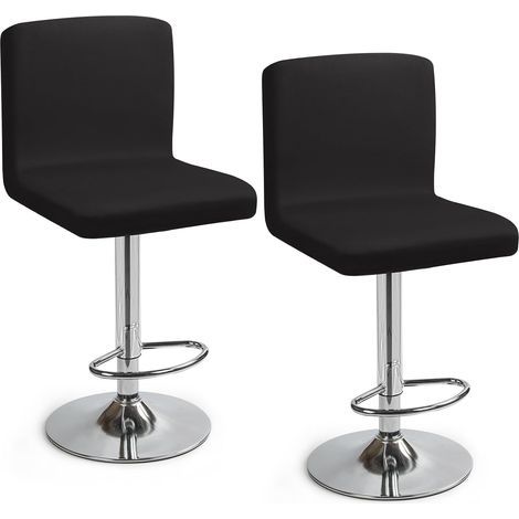 CCYKXA Stretchable Bar Stool Covers, Set of 2 Universal Bar Dining Chair Covers, Bar Stool Covers with Backrest, Bar Chair Covers for Pub, Kitchen, Cafe (Black, Set of 2)