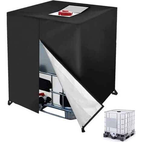 Bache pour Cuve 1000L IBC, Réservoir d'eau, 210D Housse Réservoir IBC Résistante À l'eau, Couvercle Réservoir d'eau Anti-poussière Anti-UV avec Fermeture Éclair, 120x100x116cm (1/5)