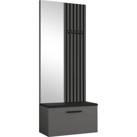 AX LIVING Kleiderschrank mit Spiegel Rosanno II - 80,6 cm, Grau JS100