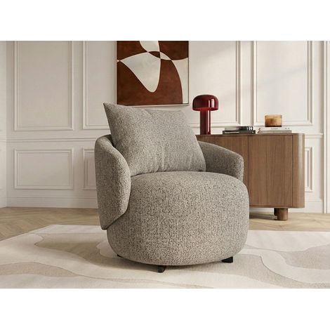 BOBOCHIC - Fauteuil pivotant LEXIE tissu chiné Taupe (1/5)