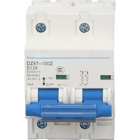 Disjoncteur Miniature DC 125A 500V Haute Protection 10KA - Disjoncteur pour Rail DIN 36mm - Protection contre les Surcharges
