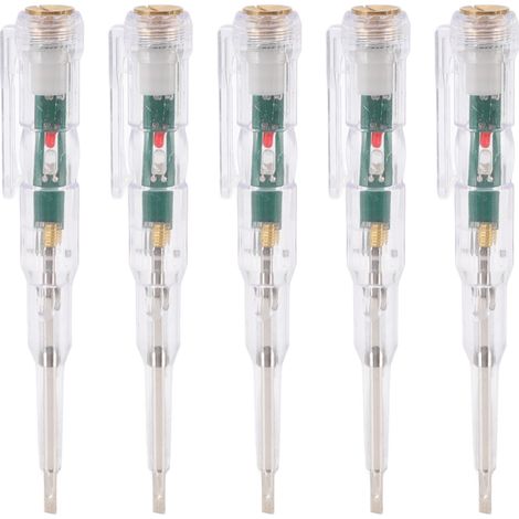 Stylo testeur électrique 5 pièces, tournevis détecteur de tension inductif, coque transparente, lumière LED lumineuse multifonction, outil de diagnostic (1/5)