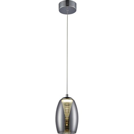 BRILLIANT Lampe Metropolis LED Pendelleuchte 1flg chrom/rauchglas 1x 5W LED integriert COB, 500lm, 3000K In der Höhe einstellbar / Kabel kürzbar Energiesparend und langlebig durch LED-Einsatz