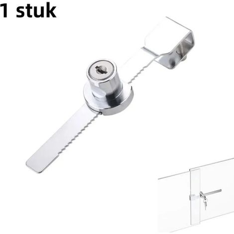 HOXILEELEOSerrure à crémaillère pour porte vitrée, sans perçage, argent, universelle pour vitrine et porte coulissante (1/5)
