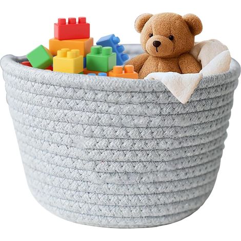 Panier de rangement tressé vide - Petite boîte de rangement en corde de coton - Paniers de rangement pour salle de bain - Panier de rangement pour cuisine, chambre
