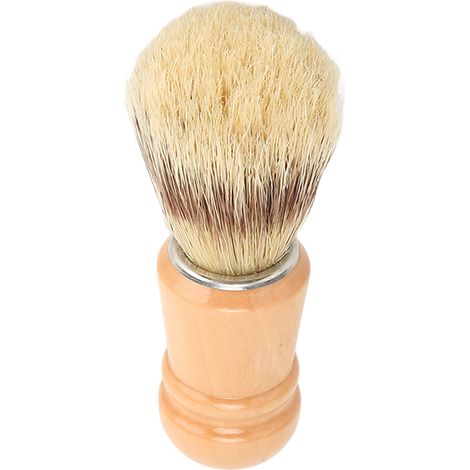 33259 Pilon à ail avec manche en bois + grand anneau argenté + brosse à barbe/pinceau de rasage en imitation soies de porc (1/5)