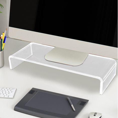 Support d’écran en verre acrylique transparent 53 x 19 x 9 cm, rehausseur moniteur avec espace clavier (1/5)