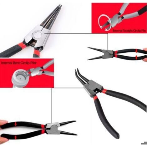 Pince à circlips de 23 cm (9 po) à mâchoires coudées internes, outil manuel pour l'installation et le retrait (1/5)