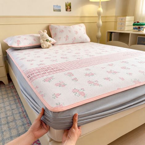 Drap-housse tapis de lit rafraîchissant 120x200 cm avec 1 taie d'oreiller motif fleurs roses 2 kg rose 120cm 200cm réf 2 kg – Livraison gratuite