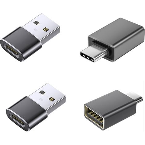 Lot de 4 adaptateurs USB vers Type-C 3.2 : 2 adaptateurs USB vers Type-C et 2 adaptateurs Type-C vers USB (1/5)