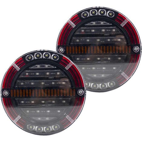 Set aus 2 runden LED-Rückleuchten für Anhänger mit Bremslicht, Tagfahrlicht und Blinkern. (1/5)