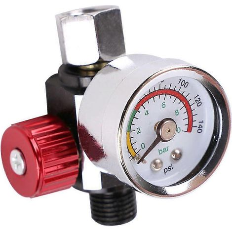 Pistolet à peinture à haut débit avec régulateur de pression d'air et manomètre (0 à 140 psi) pour voiture (1/5)