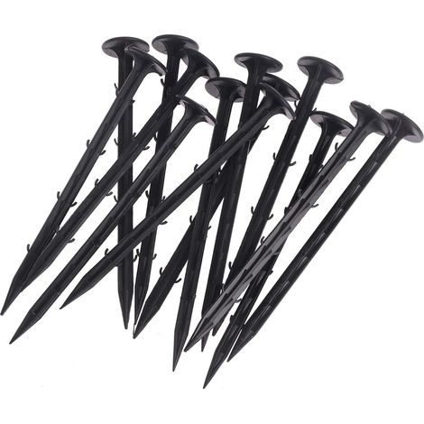 Piquets de Fixation pour Jardin 200mm 20Pièces pour la Fixation des Tissus Anti Mauvaises Herbes - Ancrage de Sol en Plastique ou Filet Anti-Taupe (1/5)