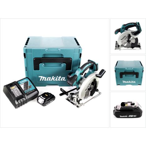 Makita DSS 611 RA1J scie circulaire portative sans fil 18 V 165 mm + 1x batterie rechargeable 2,0 Ah + chargeur + Makpac