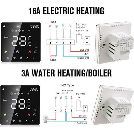 Intelligenter elektrischer Warmwasserbereiter-Thermostat mit LCD-Display und wöchentlicher Programmierfunktion (1/4)