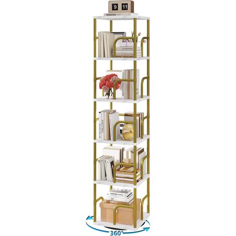 5-Tier Rotating Bookcase, Corner Bookcase, White TBC005GW (1/5)