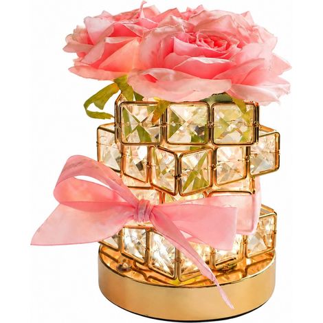 Veilleuse Rose Atmosphere, lampe de table romantique, cadeau de Noël, décoration de chevet pour chambre de fille (1/2)