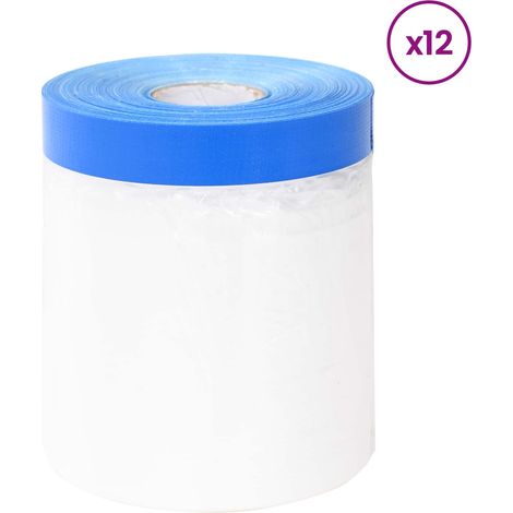 Masking Film with Adhesive Tape 12 pcs Transparent and Blue vidaXL