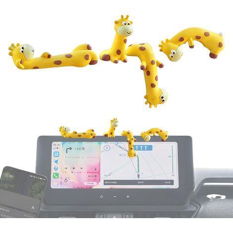 Décoration pour tableau de bord de voiture 4 Pièces Statue Mini Girafe Accessoires Auto Mignons pour Tableau de Bord Pour écran PC, bureau, étagères, décoration intérieure, espace burea (1/5)