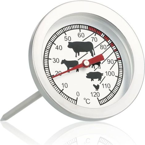Thermomètre à rôtir en acier inoxydable thermomètre à viande analogique jusqu'à 120 ° C thermomètre (1/5)