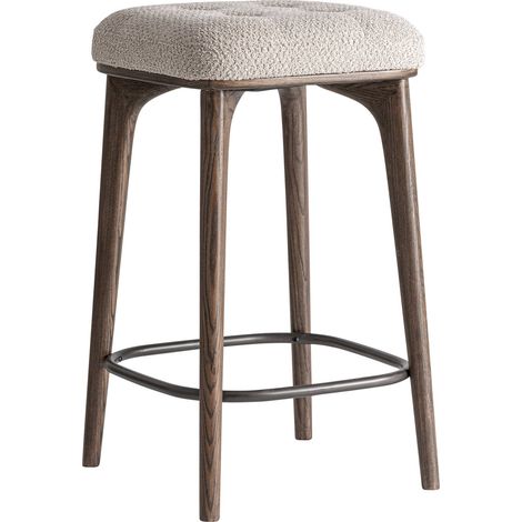 Tabouret haut beige en bois et métal - beige, marron et noir (1/5)