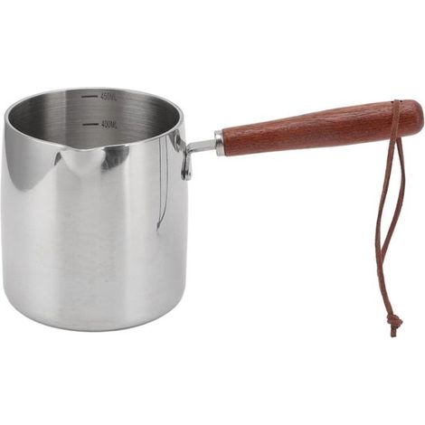 Dailygoods Edelstahl Kochtopf 450 ml Antihaftbeschichtung Butterwärmer Holzgriff Doppelausgießer Langlebig Butterpfanne (1/5)