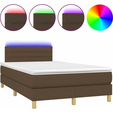 Maison Exclusive - Letto a Molle Materasso e LED Marrone Scuro 120x200 cm Tessuto (1/5)