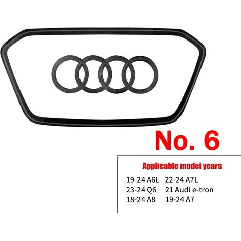 (N° 6 Noir brillant) Bande adhésive brillante avec logo pour volant automobile, plaquée or, compatible avec Audi A3, A4, B8, 8P, B9, 8V, A5, A6, C7, A7, Q3, Q5 et Q7. (1/4)