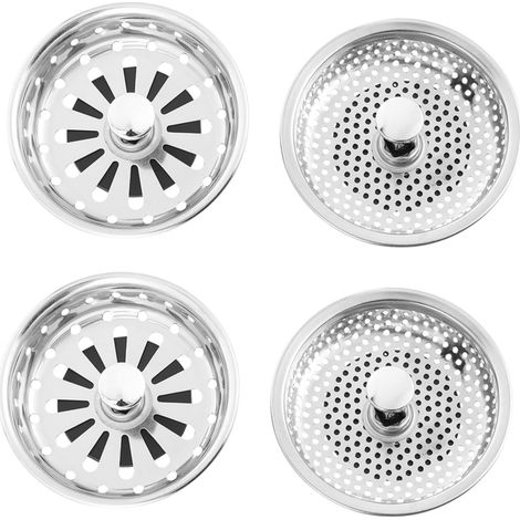 4 teiliges Abflussstopfen Set aus Edelstahl chlorfreier