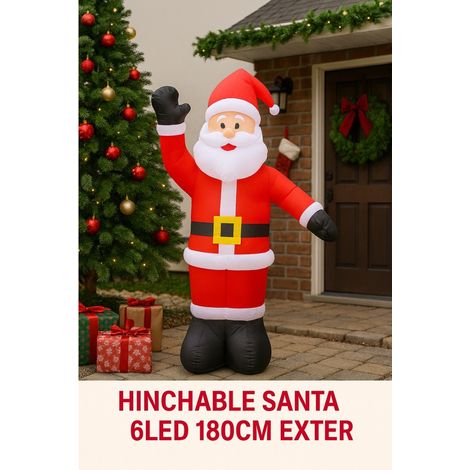IBEROGARDEN  Hinchable Santa Claus 180 cm con 6 LED   Decoración Navideña Gigante para Jardín o Terraza (1/3)